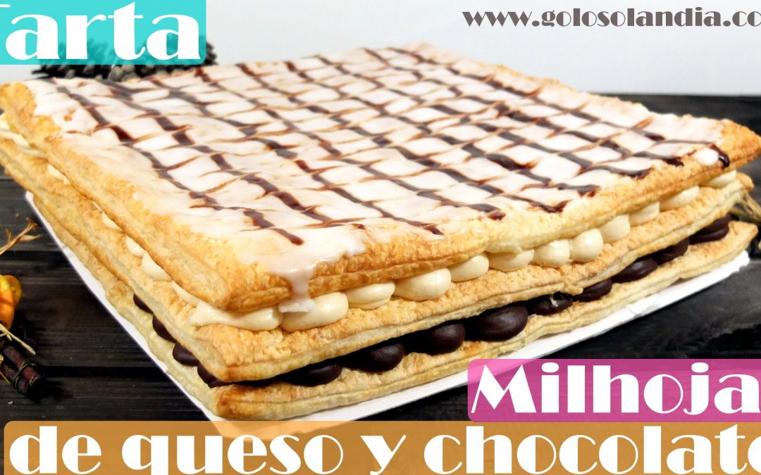 Tarta milhojas de queso y chocolate