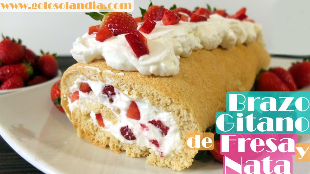 Brazo de gitano de nata y fresa