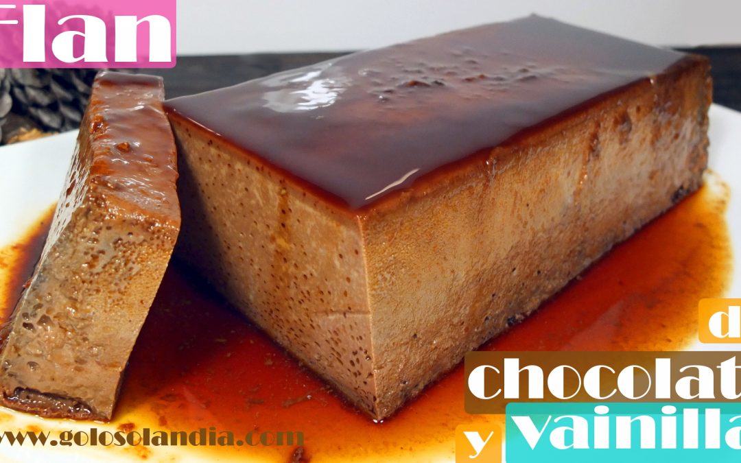 Flan de chocolate y vainilla