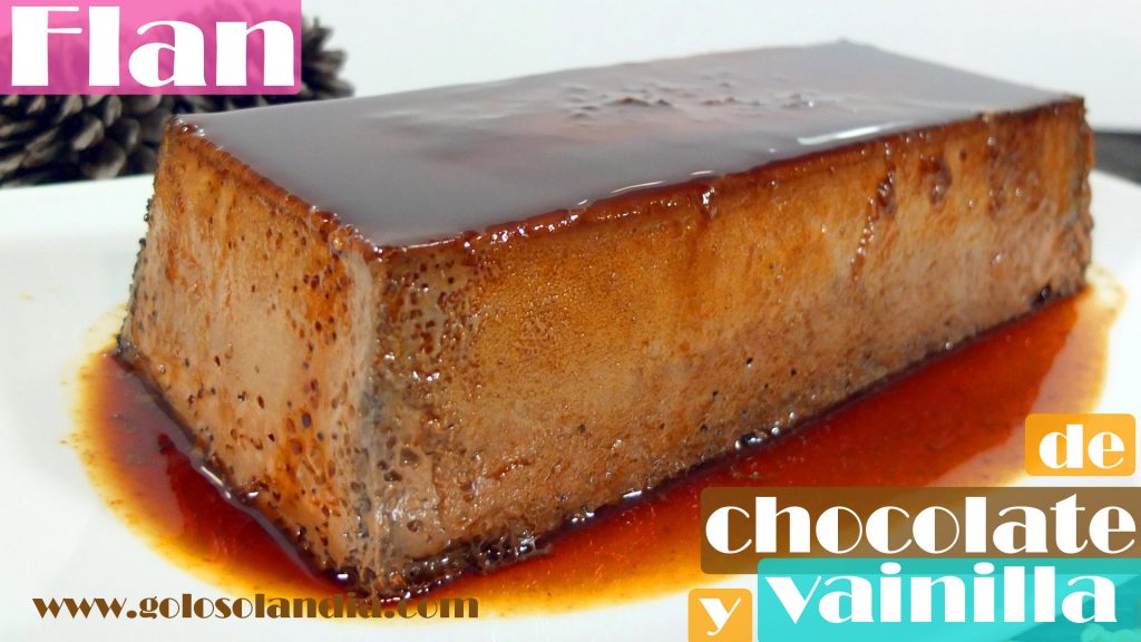 Flan de chocolate y vainilla