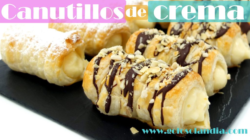 CANUTILLOS de hojaldre RELLENOS de CREMA PASTELERA Receta FÁCIL