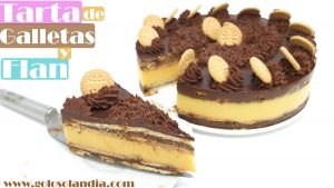 TARTA de FLAN con GALLETAS y CHOCOLATE 🎂🍰🍮 ( SIN HORNO ) | receta muy FÁCIL 🎂🍰🍮