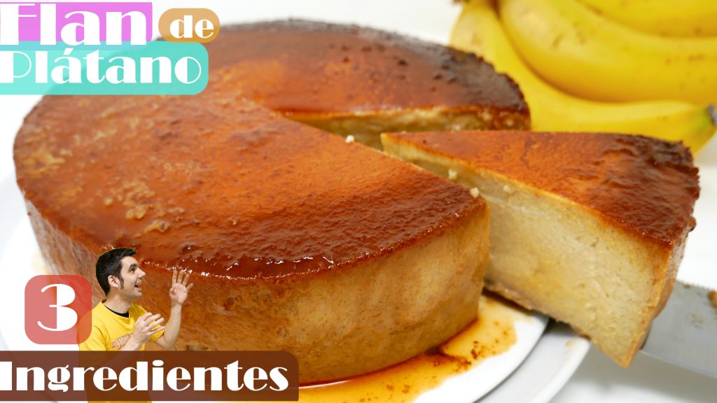 3 INGREDIENTES: FLAN de PLÁTANO o BANANA 🍮🍌 SIN HORNO, SIN GLUTEN, SIN AZÚCAR añadida🍮🍌