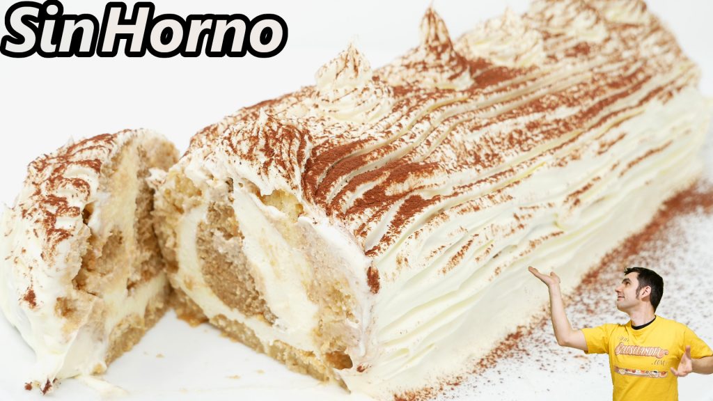 SIN HUEVOS y SIN HORNO! 😍🍰😋Rollo o Brazo de gitano TIRAMISÚ DELICIOSO sin cocción (5 INGREDIENTES)