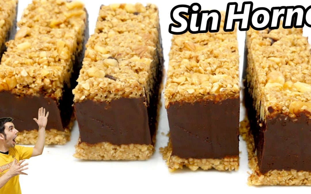 BARRAS DULCES de AVENA SIN HORNO muy Fácil 😍🍫😋(VEGANAS, SIN GLUTEN, SIN AZÚCAR añadida) Receta # 751