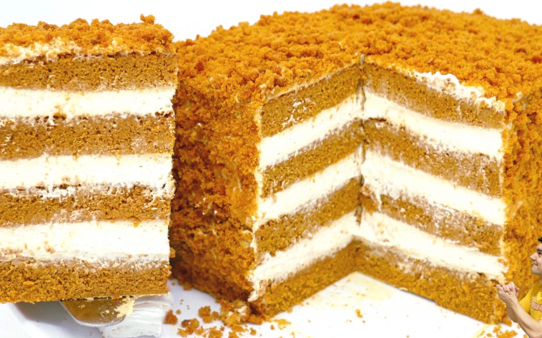 DELICIOSO PASTEL de MIEL y CREMA en minutos a CAPAS! 😍🍯😋 ¡Receta sencilla de tarta jugosa! # 747