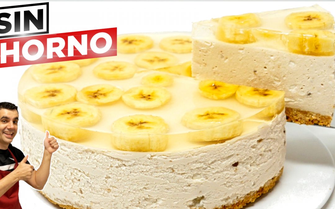 Pastel de plátano SIN HORNO muy FÁCIL, tarta de queso (cheesecake ) postre frío, receta # 834