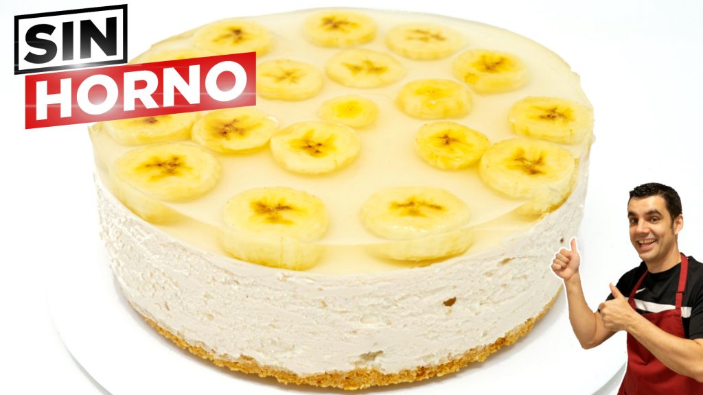 Pastel de plátano SIN HORNO muy FÁCIL, tarta de queso (cheesecake ) postre frío, receta # 834