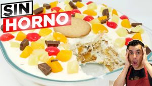 Postre de GALLETAS MARÍA y FRUTA cremoso y delicioso 😋🍰😍Pastel fácil, carlota de frutas receta # 843