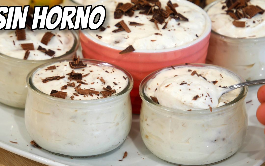 postre de plátano más cremoso con solo 3 ingredientes y sin horno